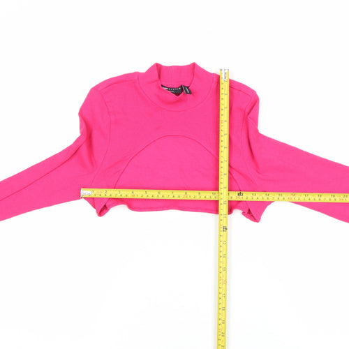 ASOS DESIGN Womens Pink Cropped Mock Neck Long Sleeve Stretch Top Size S