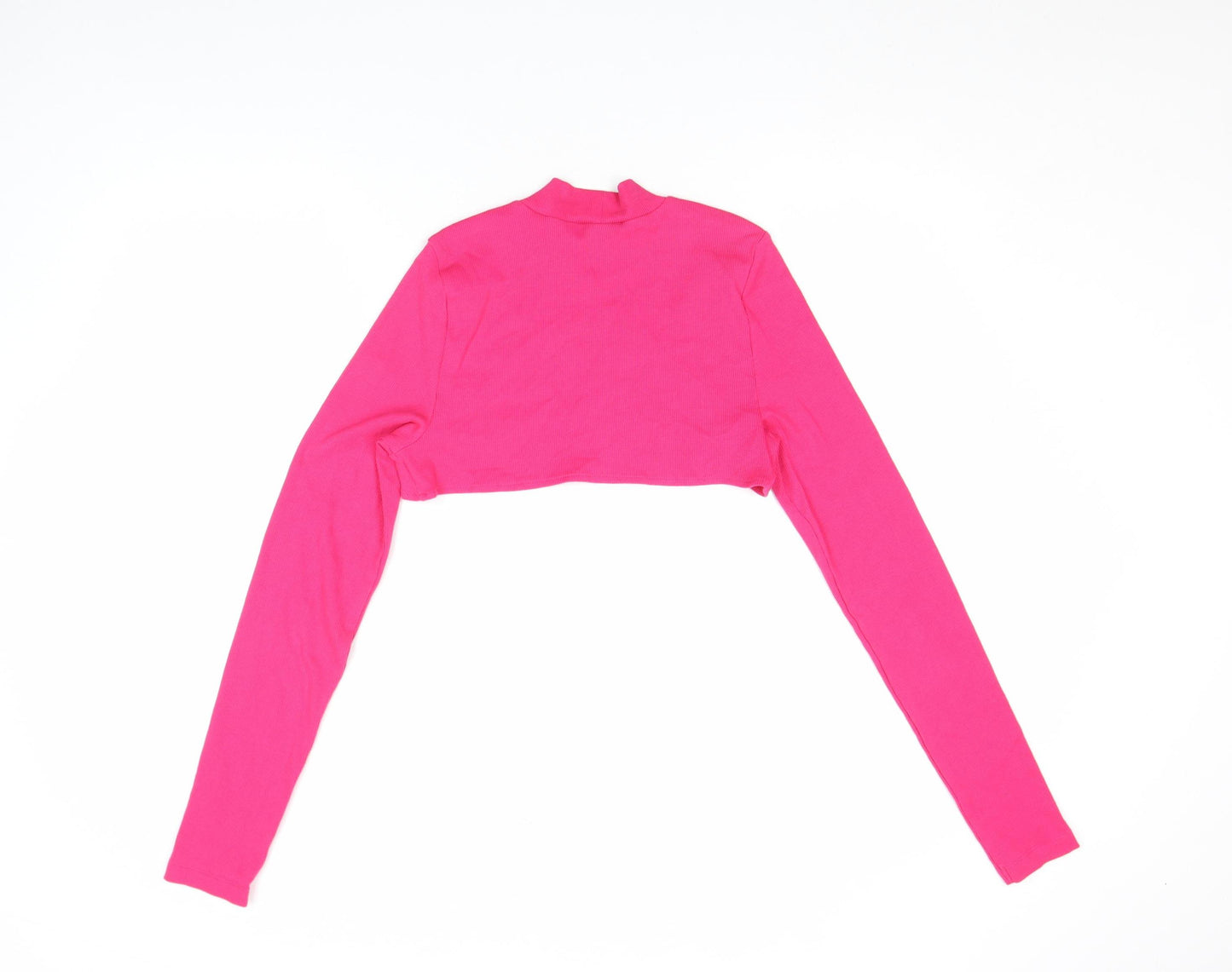 ASOS DESIGN Womens Pink Cropped Mock Neck Long Sleeve Stretch Top Size S