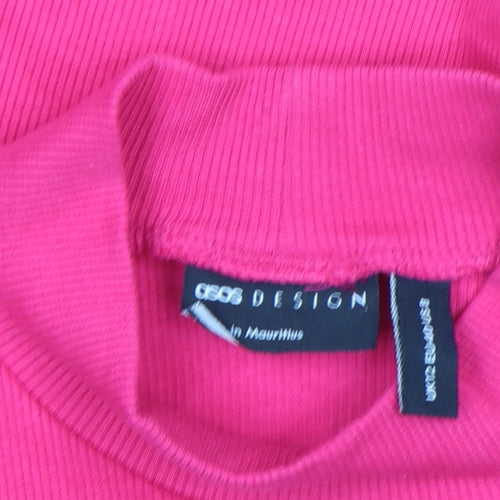 ASOS DESIGN Womens Pink Cropped Mock Neck Long Sleeve Stretch Top Size S
