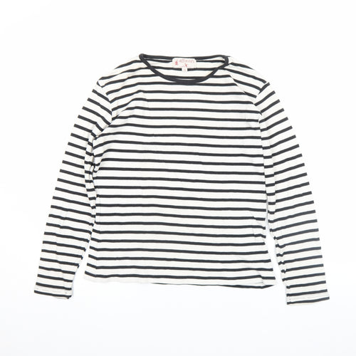 Armand Thiery Womens Black White Striped Cotton Long Sleeve Top M