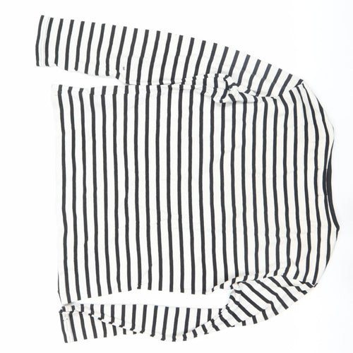 Armand Thiery Womens Black White Striped Cotton Long Sleeve Top M