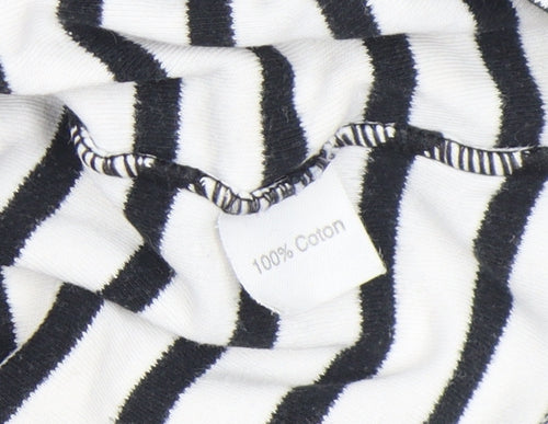 Armand Thiery Womens Black White Striped Cotton Long Sleeve Top M