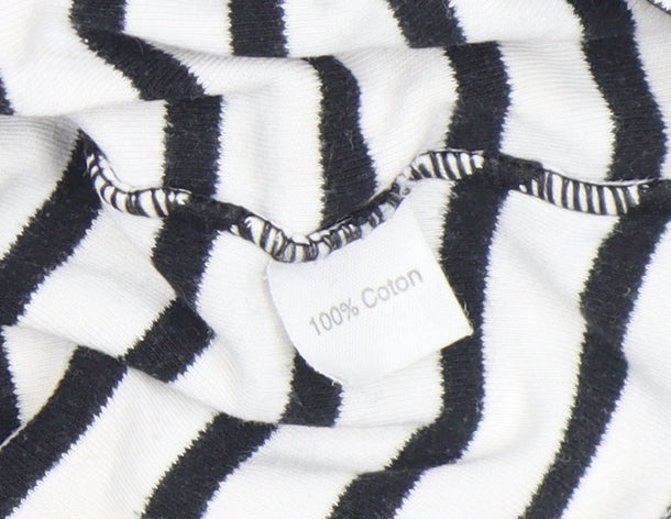 Armand Thiery Womens Black White Striped Cotton Long Sleeve Top M