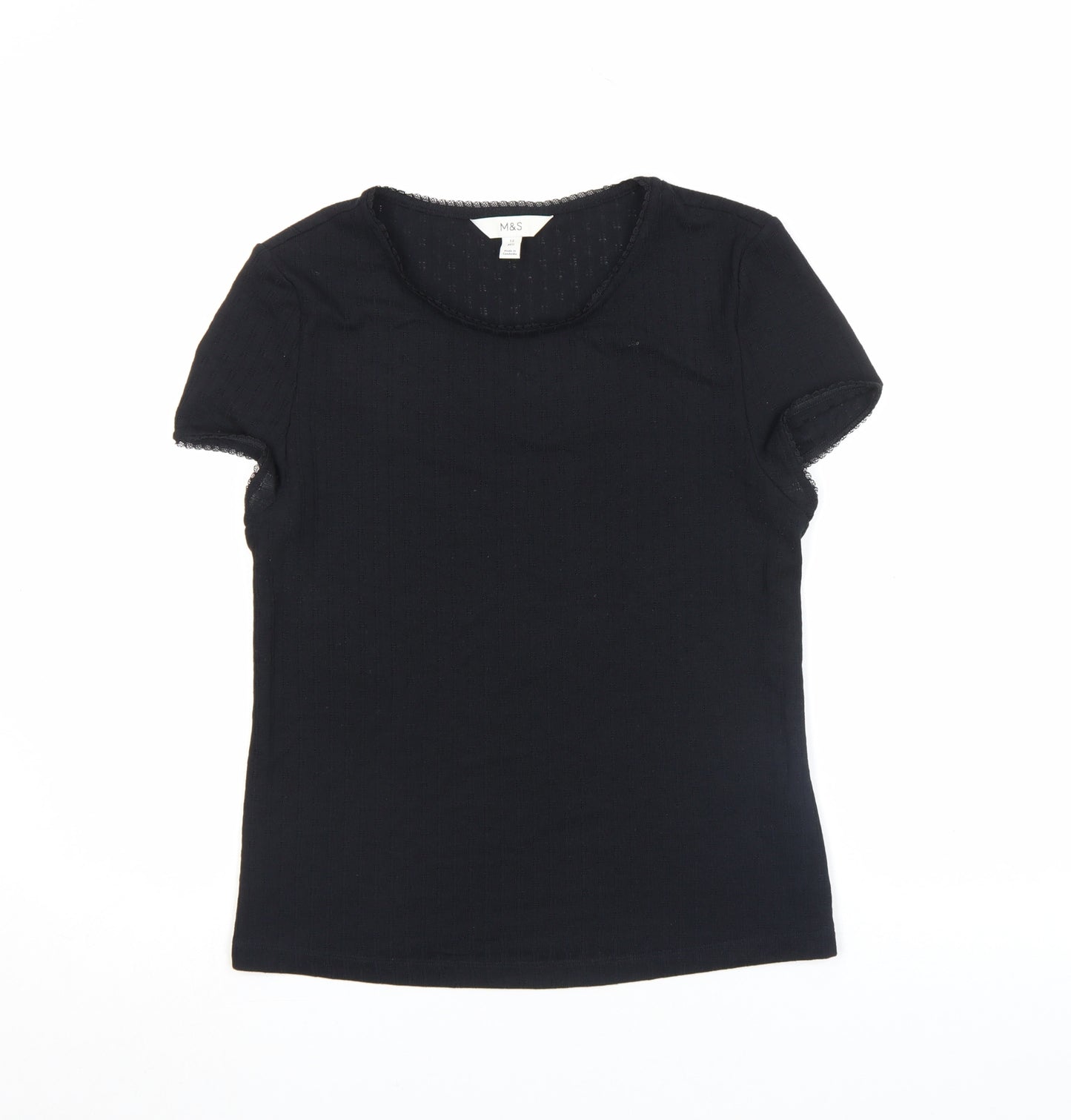 Marks and Spencer Women’s Black Short Sleeve Jersey T-Shirt Size 12