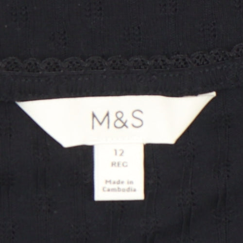 Marks and Spencer Women’s Black Short Sleeve Jersey T-Shirt Size 12