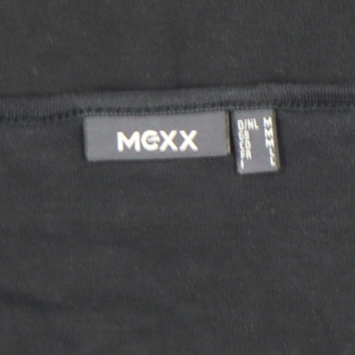 Mexx Women's Black Floral Sequin V-Neck 3/4 Sleeve T-Shirt Size L