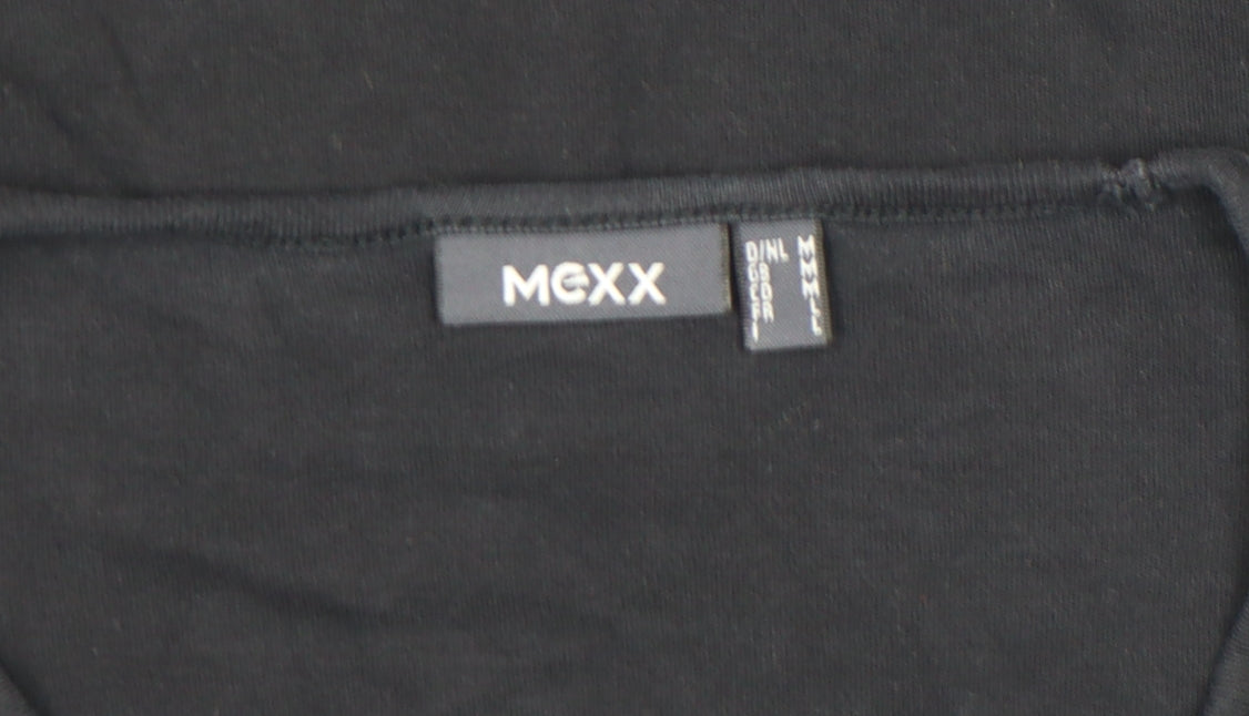 Mexx Women's Black Floral Sequin V-Neck 3/4 Sleeve T-Shirt Size L