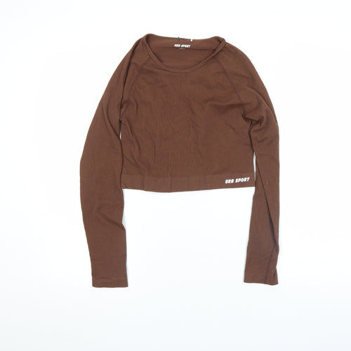 URB SPORT Women Brown Cropped Long Sleeve Stretch T-Shirt L