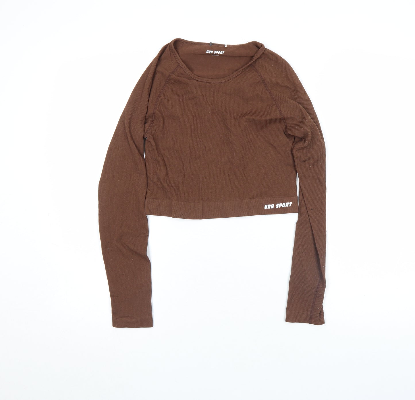 URB SPORT Women Brown Cropped Long Sleeve Stretch T-Shirt L