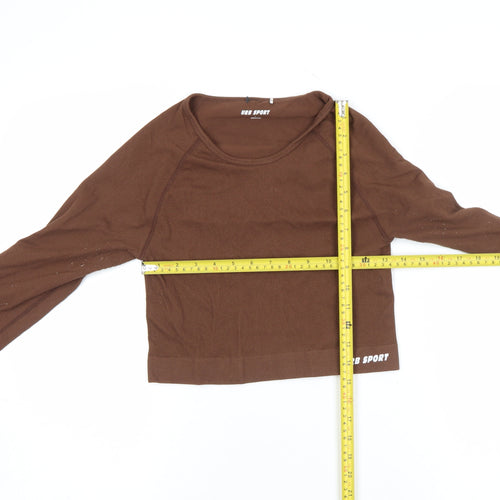 URB SPORT Women Brown Cropped Long Sleeve Stretch T-Shirt L