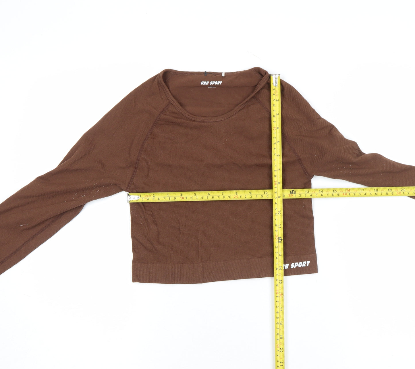 URB SPORT Women Brown Cropped Long Sleeve Stretch T-Shirt L