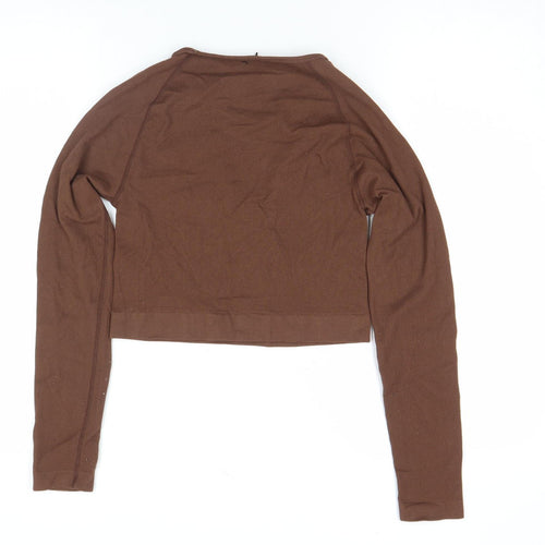 URB SPORT Women Brown Cropped Long Sleeve Stretch T-Shirt L