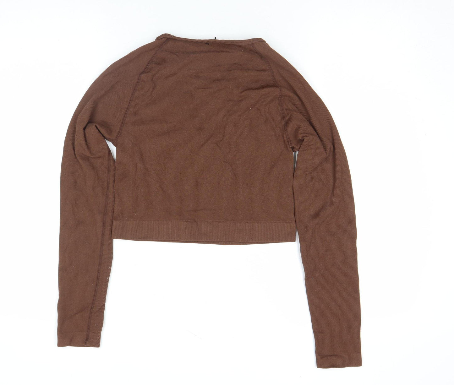 URB SPORT Women Brown Cropped Long Sleeve Stretch T-Shirt L