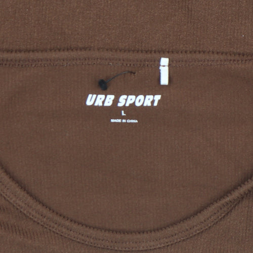 URB SPORT Women Brown Cropped Long Sleeve Stretch T-Shirt L