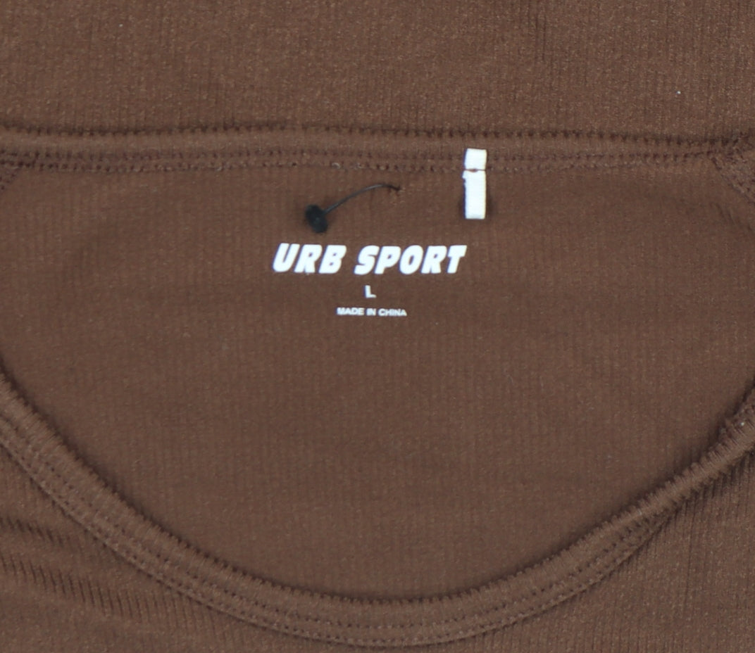 URB SPORT Women Brown Cropped Long Sleeve Stretch T-Shirt L