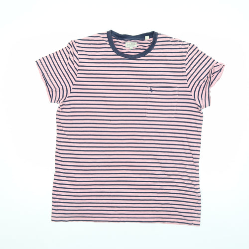 Jack Wills Men's Pink Navy Striped Cotton Crew Neck T-Shirt XL