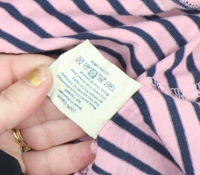 Jack Wills Men's Pink Navy Striped Cotton Crew Neck T-Shirt XL