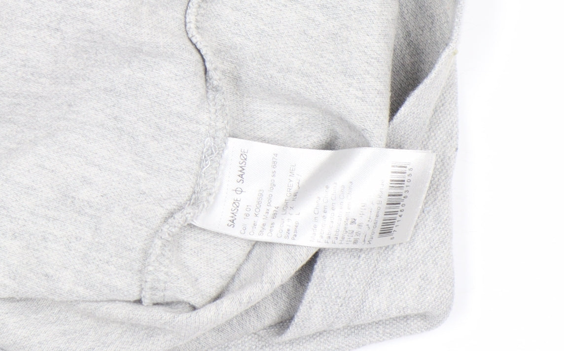 Samsøe & Samsøe Men's Light Grey Cotton Polo Shirt L