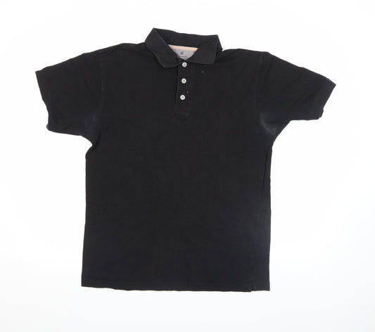 Urban Spirit Men's Black Cotton Short Sleeve Polo Shirt Size M