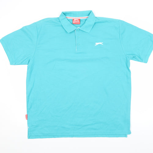 Slazenger Men's Blue 2XL Cotton Short Sleeve Polo Shirt