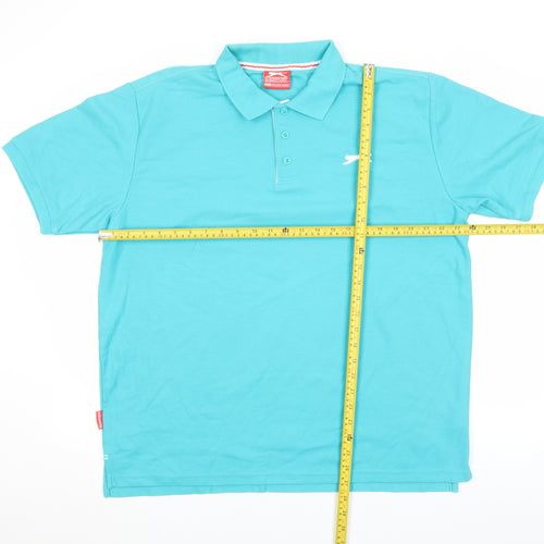 Slazenger Men's Blue 2XL Cotton Short Sleeve Polo Shirt