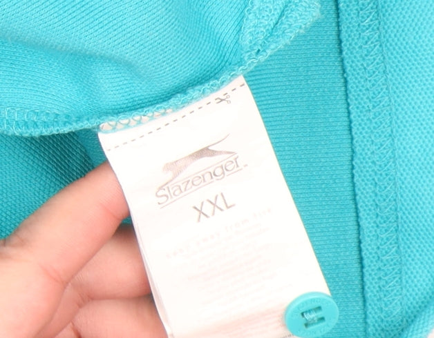 Slazenger Men's Blue 2XL Cotton Short Sleeve Polo Shirt