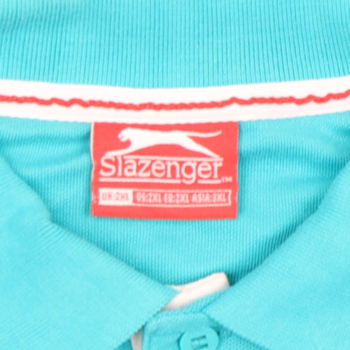 Slazenger Men's Blue 2XL Cotton Short Sleeve Polo Shirt