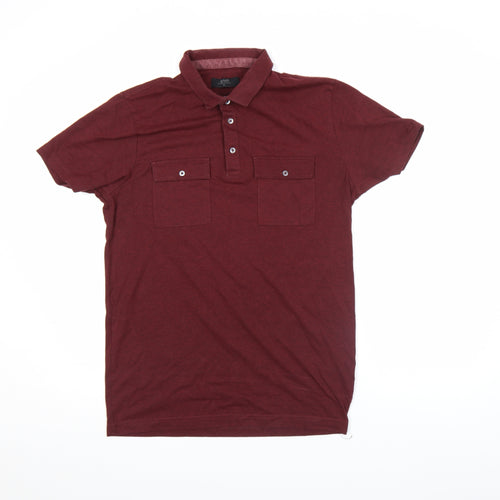 AW85 Men's Brown Short Sleeve Cotton Blend Polo Shirt Size M