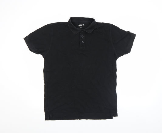 ACW85 Men's Black Cotton Polo Shirt Size M Regular Fit