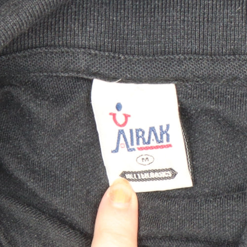 Airak Men's Black Short Sleeve University Polo Shirt Size M