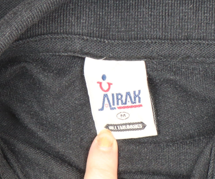 Airak Men's Black Short Sleeve University Polo Shirt Size M