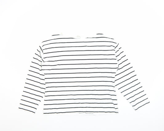 Marks and Spencer Women’s Ivory Striped Long Sleeve Boat Neck Jersey Top Size 12