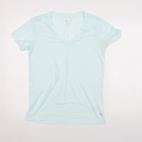 GapFit Women Blue V-Neck Short Sleeve Basic T-Shirt M Regular