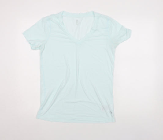 GapFit Women Blue V-Neck Short Sleeve Basic T-Shirt M Regular