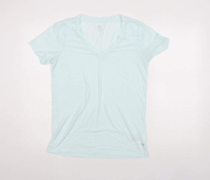 GapFit Women Blue V-Neck Short Sleeve Basic T-Shirt M Regular