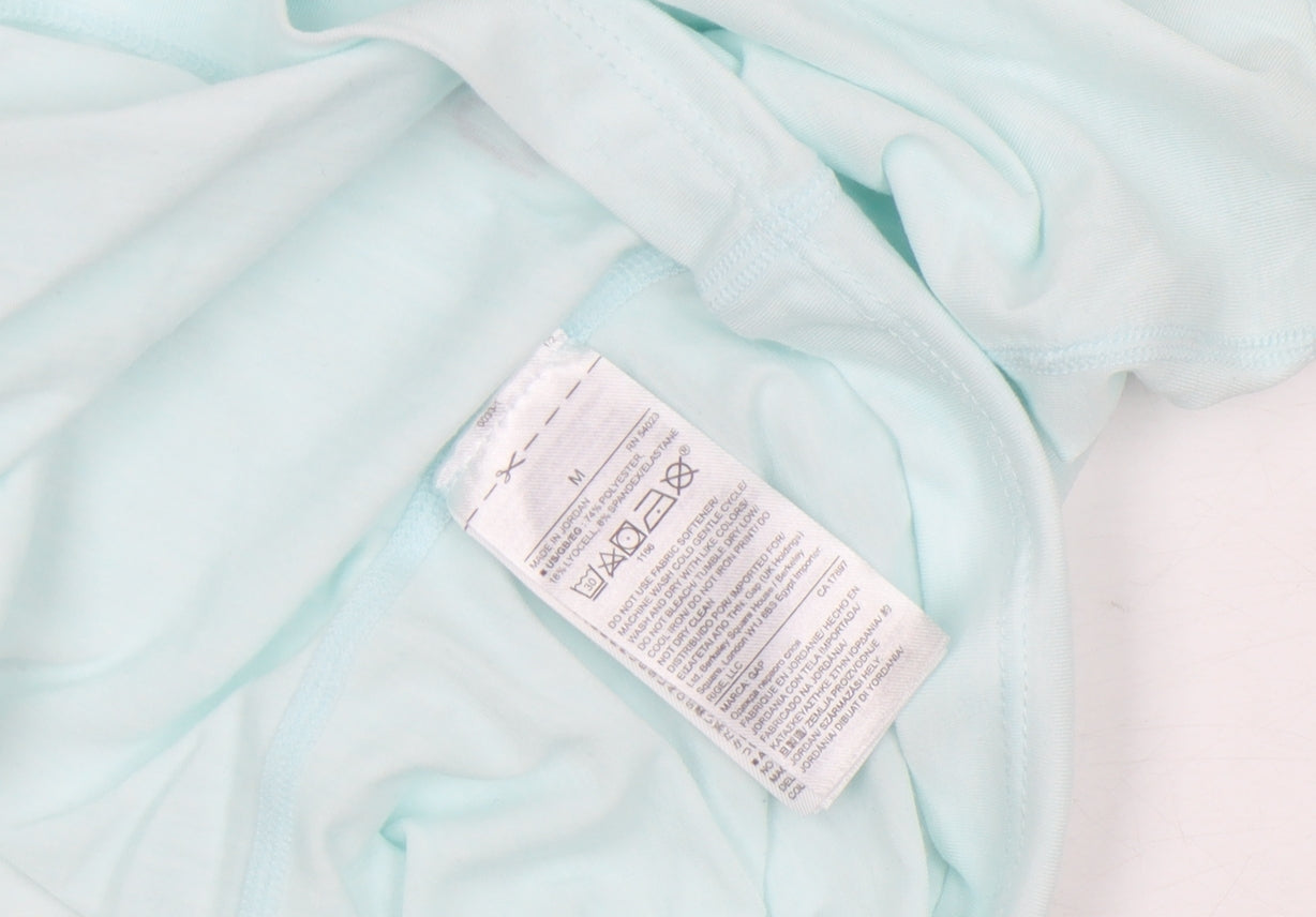 GapFit Women Blue V-Neck Short Sleeve Basic T-Shirt M Regular