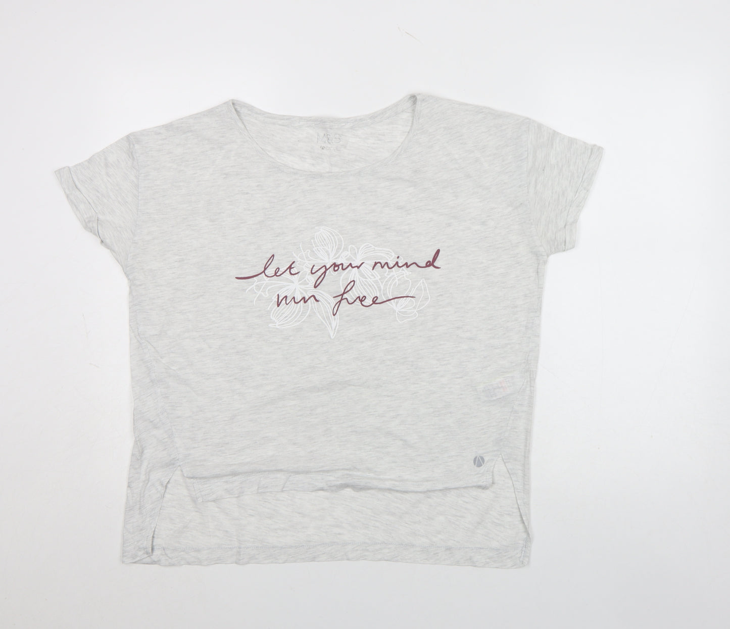 Marks and Spencer Women’s Grey T-Shirt Size 12 Short Sleeve Cotton
