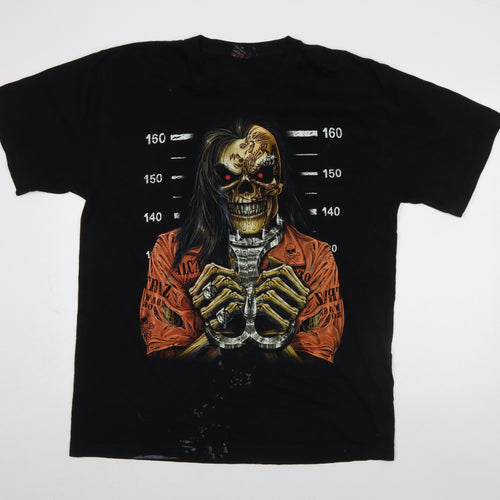Wild Men's Black XL Skull Horror Graphic T-Shirt