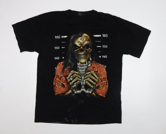 Wild Men's Black XL Skull Horror Graphic T-Shirt