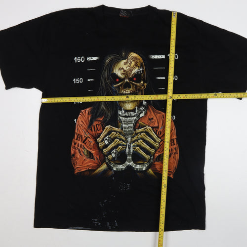 Wild Men's Black XL Skull Horror Graphic T-Shirt