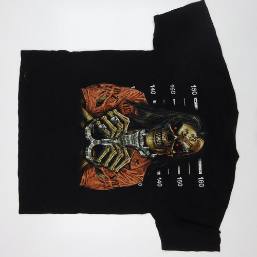 Wild Men's Black XL Skull Horror Graphic T-Shirt