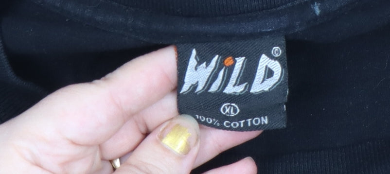 Wild Men's Black XL Skull Horror Graphic T-Shirt