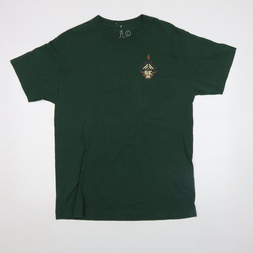 Rainier Men's Green Aztec Graphic Cotton T-Shirt Size L