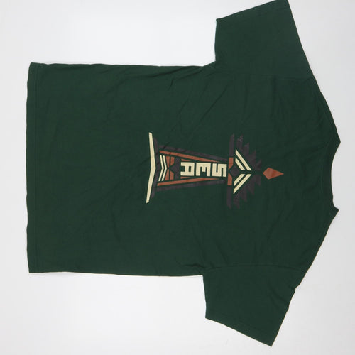 Rainier Men's Green Aztec Graphic Cotton T-Shirt Size L