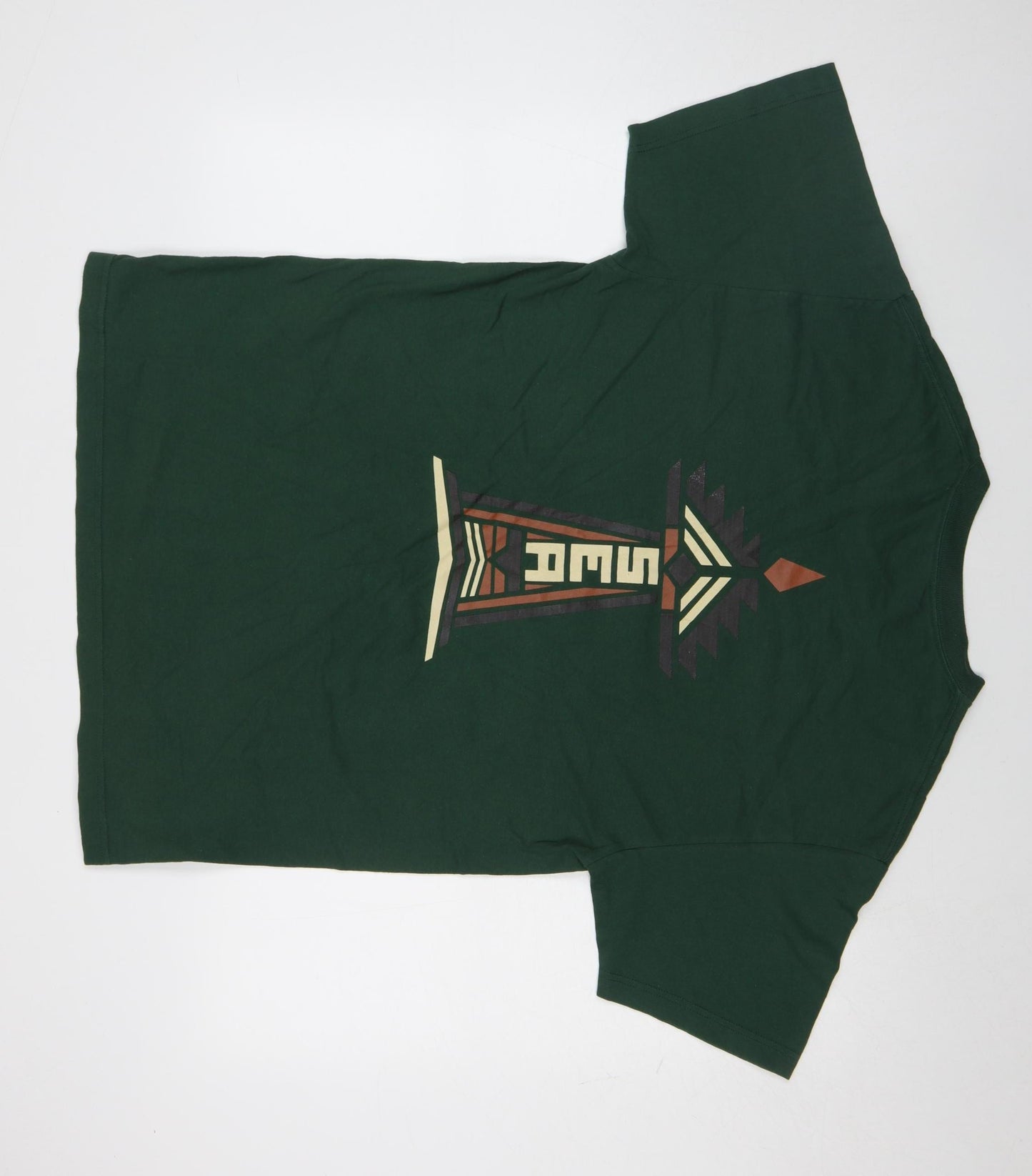 Rainier Men's Green Aztec Graphic Cotton T-Shirt Size L