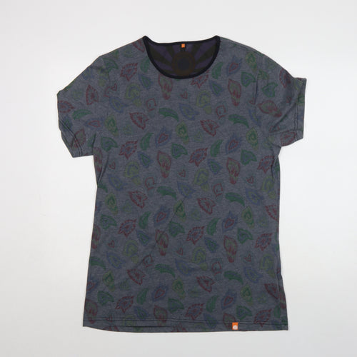 Hendrix Authentic Men's Grey Paisley Cotton Blend T-Shirt Size L