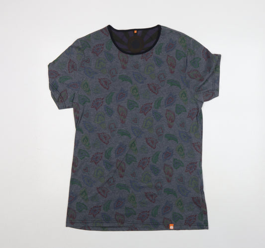 Hendrix Authentic Men's Grey Paisley Cotton Blend T-Shirt Size L