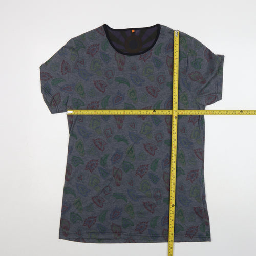 Hendrix Authentic Men's Grey Paisley Cotton Blend T-Shirt Size L