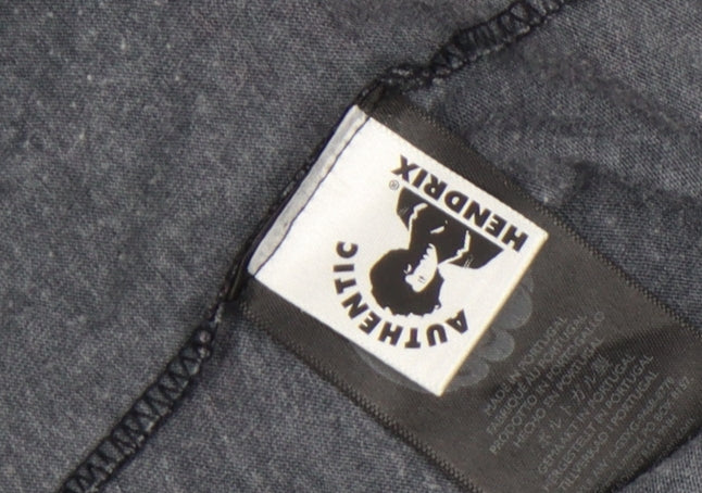 Hendrix Authentic Men's Grey Paisley Cotton Blend T-Shirt Size L