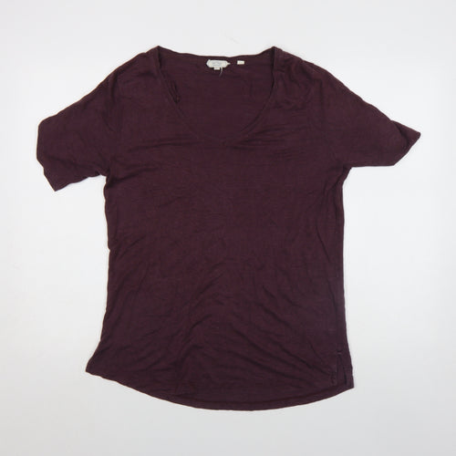 FatFace Women's Purple Linen V-Neck T-Shirt Size 12